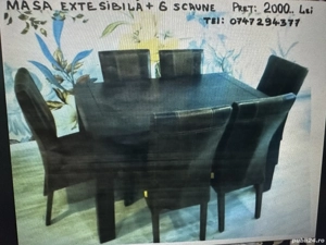 De vânzare set masă cu 6 scaune +cadou set noptiere,dulap TV și un raft.