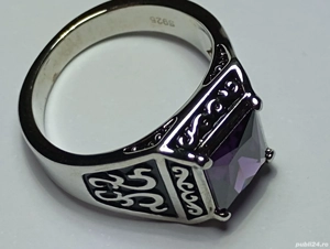 inel de dama din argint 15 grame model celtic cu turcoaz si cristale swarosky rosi - imagine 5