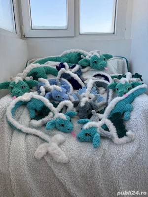 Dragoni croșetați, handmade la comandă, jucării pentru copii