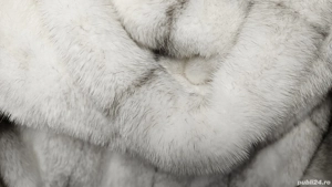 Haina de blana naturala cu gluga din Vizon Nurca alba - imagine 3