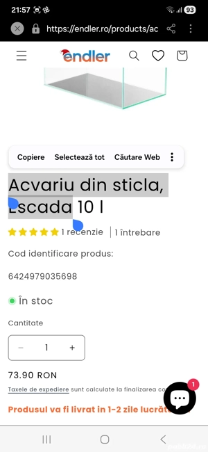 Acvariu din sticlă 10litri - imagine 2