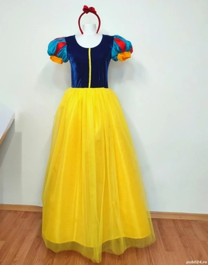 Costum Alba Ca Zăpada femei S, M, Lrochie carnaval deluxe fabricat în România  - imagine 2