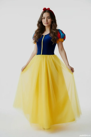 Costum Alba Ca Zăpada femei S, M, Lrochie carnaval deluxe fabricat în România  - imagine 5