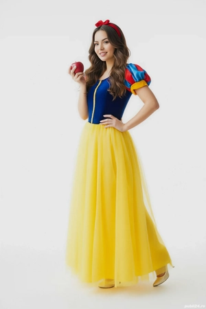 Costum Alba Ca Zăpada femei S, M, Lrochie carnaval deluxe fabricat în România 