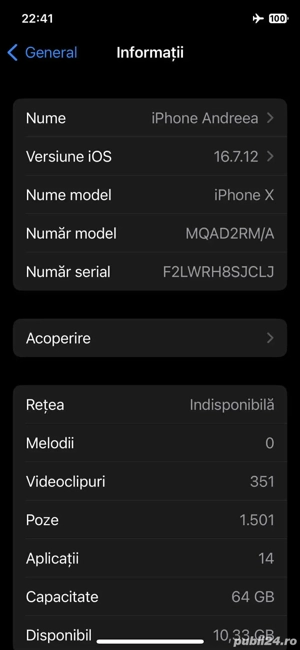 Vand Iphone X(10) putin folosit - imagine 4