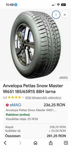 vand anvelope 185/65/15 de iarna marca  Petlas Snow Master - imagine 10