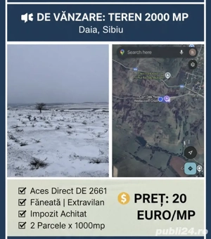 Teren 2000 mp în Daia   Acces Direct din Drum Public