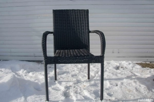 Scaun Terasă din Ratan Sintetic cu Cadru din Aluminiu   Negru   Calitate Horeca