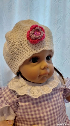 Căciuliță croșetat, fetița, 0-3 luni