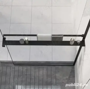 Suport prosop pentru paravan sticlă duș, negru, aluminiu, 80 cm, nou