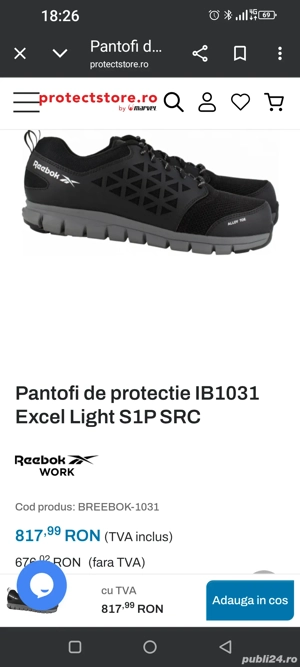 nr 43 Reebok Excel Light IB1031 S1P SRC pantofi de lucru