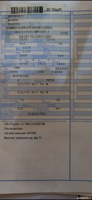 Vand autoturism Toyota avensis 2016 stare foarte buna - imagine 5