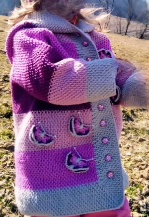 Cardigan croșetat, fetițe, 4-5 ani