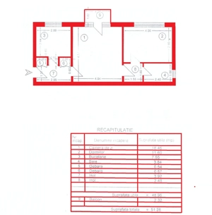 2 cam, etaj 1, 51 mp, fara imbunatatiri, Aleea Rozelor - imagine 2