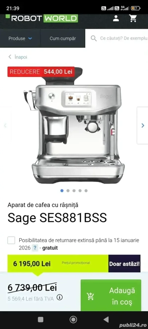 aparat cafea Sage SES881BSS Nou