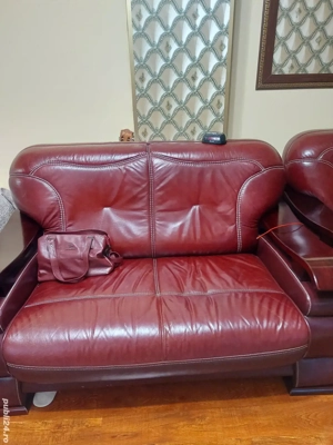 Vând set canapea și fotoliu piele  - imagine 3