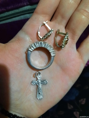 Lot argint inel cercei cruciulita transport gratuit  - imagine 4