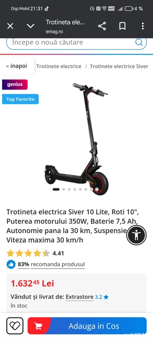Vind trotinetă electrică siver  - imagine 2