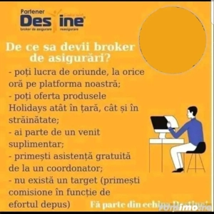 Broker Asigurări Căutăm colaboratori în domeniul asigurărilor, creditelor și vacanțelor!