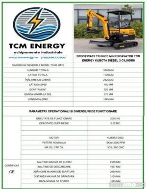 Miniexcavator TCM E Diesel 3 cilindri LAIDONG E5  KUBOTA 1,5 si 2 To NOU Garantie  - imagine 9