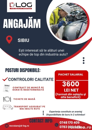 Nou! Angajam controlori calitate in Sibiu - imagine 2