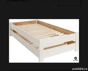 Pat stivuibil din lemn masiv de pin 2x 90x200NOU!