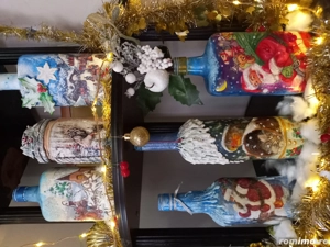 Ornament sticle cu peisaje de iarnă si Moș    