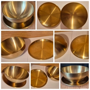 Bol+farfurioară inox auriu absolut noi 