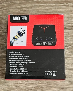 Casti M90 PRO, V5.3 BT Wireless, Touch, Display Digital, Functie powerbank 1200mAh,Negru - imagine 3