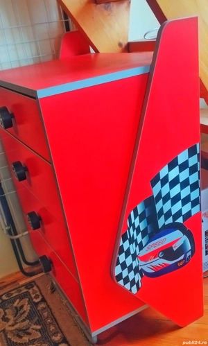 Mobila cu pat mașina pt. copii. Nefolosit. 5 corpuri și saltea