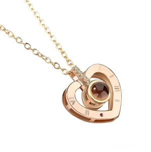 Colier cu pandantiv special cu proiecție  I Love You  în 100 de limbi.