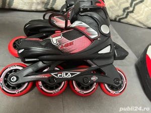 Vand role copii FILA J-One Black Red F19 + Set de protectie (casca, genunchiere si cotiere) - imagine 2