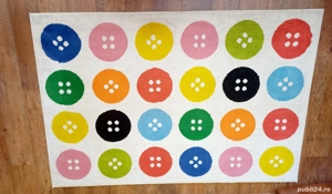 Covor copii 193x133 fir scurt, crem cu buline colorate