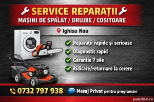 Repar orice tip de mașini de spălat, cositori, generatore, drujbe, motocultoare!