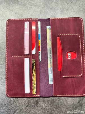 Portofel dama handmade din piele naturala - imagine 3