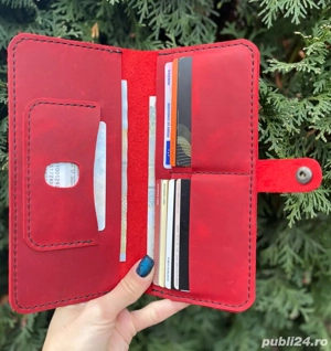 Portofel dama handmade din piele naturala - imagine 5