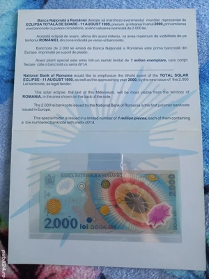Vînd Bancnotă Nou Nouță Eclipsa 2.000 Lei 11 August 1999 - imagine 3