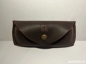 Toc pentru ochelari handmade din piele naturala - imagine 5