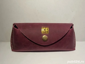 Toc pentru ochelari handmade din piele naturala - imagine 3