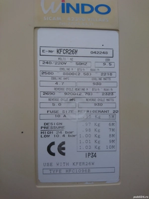 Aer conditionat WINDO 9000BTU   vechi, folosit. - imagine 2