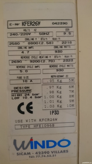 Aer conditionat WINDO 9000BTU   vechi, folosit. - imagine 3