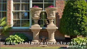 Set vază cu soclu, galben patinat, model V1-S6. - imagine 3