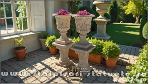 Set vază cu soclu, galben patinat, model V1-S6. - imagine 4