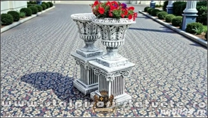 Set soclu cu vază, gri patinat, model S64-V3. - imagine 2