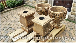 Set socluri cu vaze, arămiu patinat, model S27-V8 - imagine 4