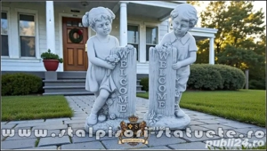 Statuetă set copii welcome, gri antichizat, model S100.