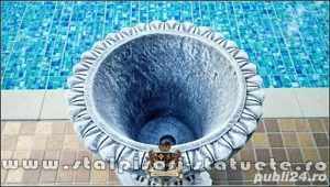 Vază ornament cu picior, gri patinat, model V1. - imagine 5