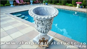 Vază ornament cu picior, gri patinat, model V1. - imagine 2