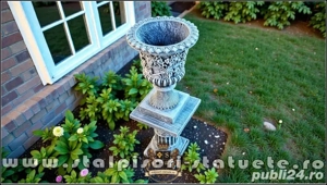 Set vază cu soclu, gri patinat, model V1-S6. - imagine 2