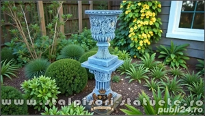 Set vază cu soclu, gri patinat, model V1-S6.